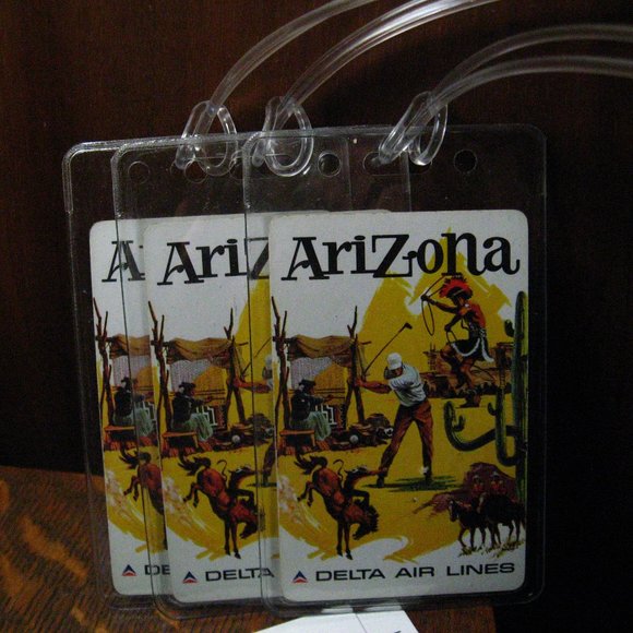 Delta Air Lines Arizona Vintage Playing Card Luggage Tags (3) - Picture 2 of 4